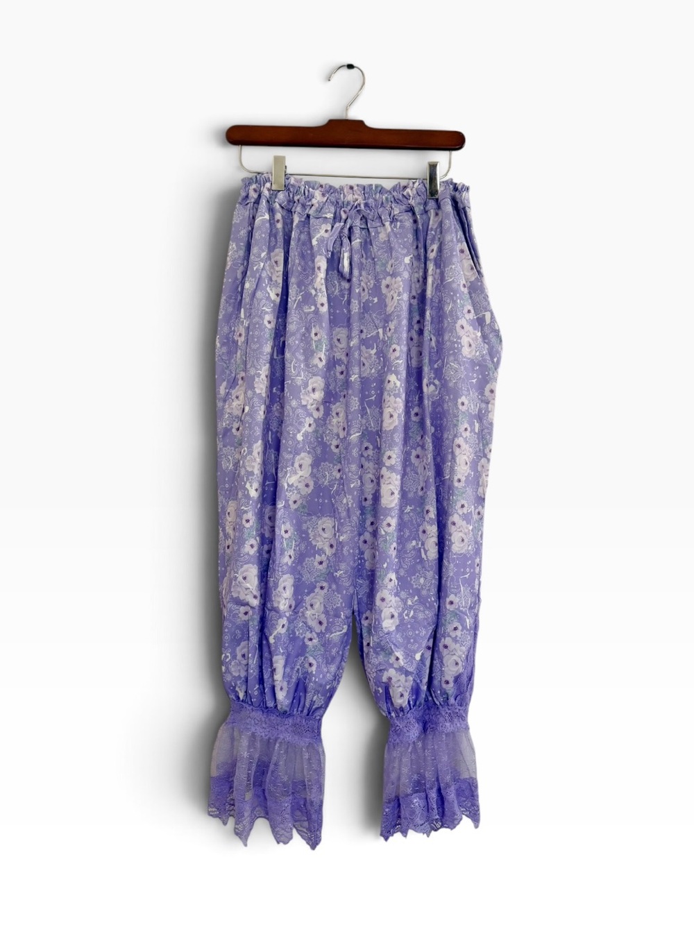 💜Lavender Floral Lace-Trim Bloomers